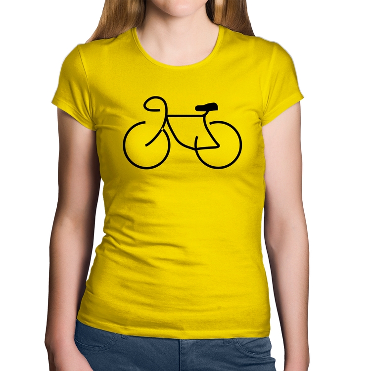 Baby Look Algodão Bicicleta Traços - Amarela