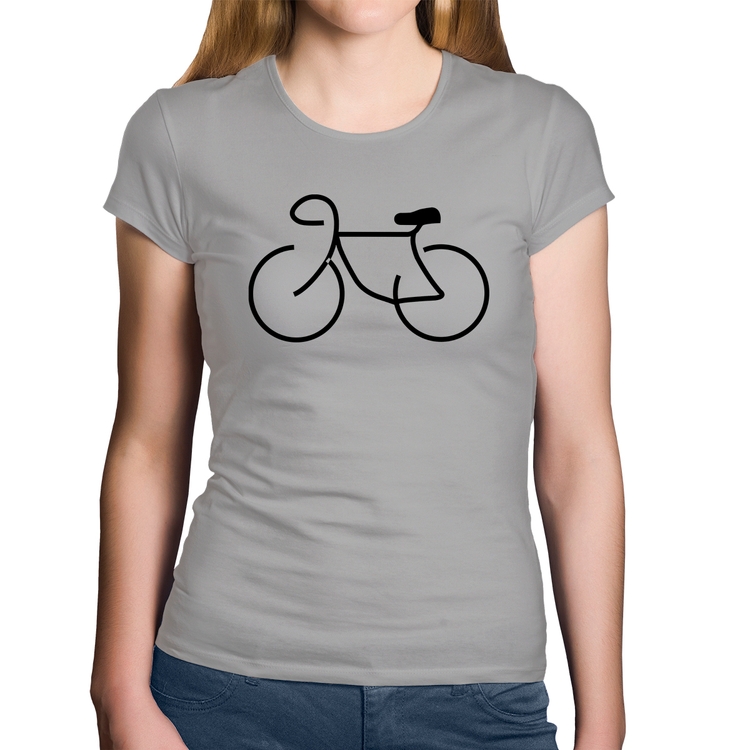 Baby Look Algodão Bicicleta Traços - Cinza