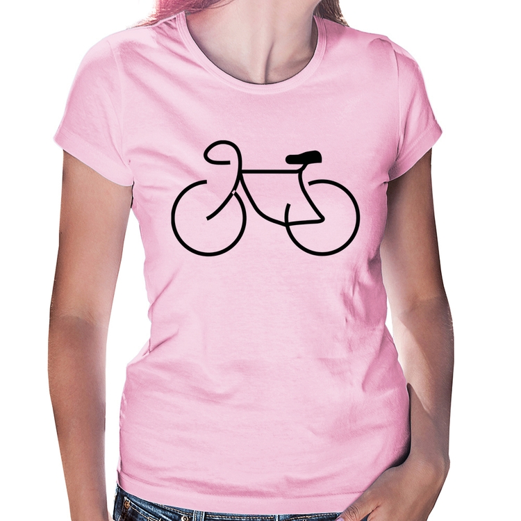 Baby Look Bicicleta Traços - Rosa Bebê