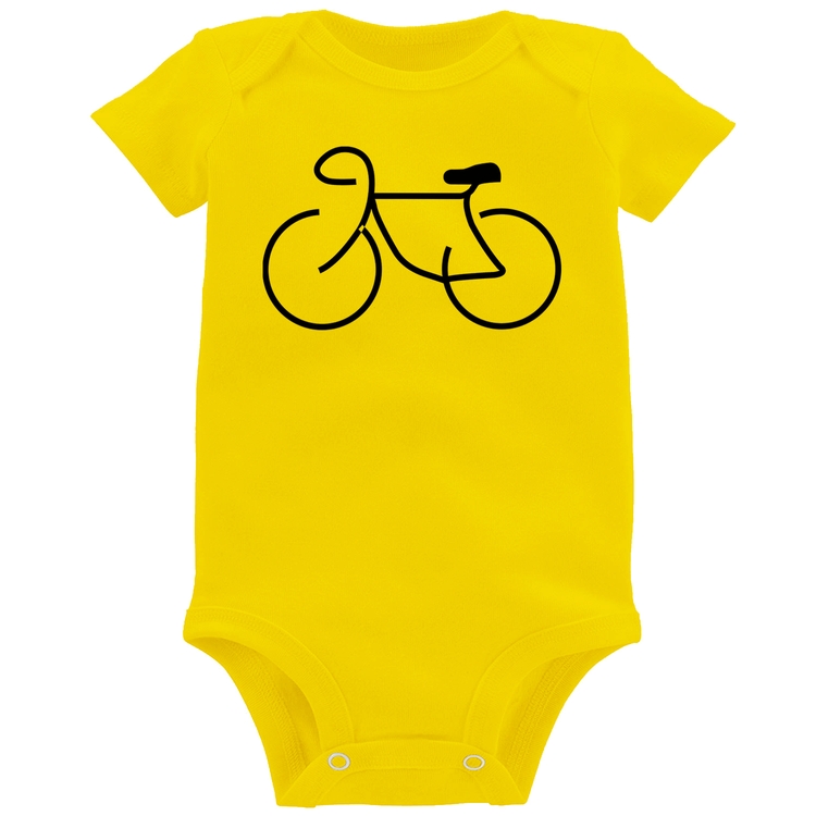 Body Bebê Bicicleta Traços - Amarelo