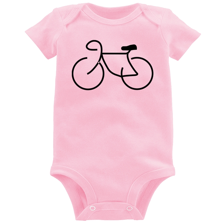 Body Bebê Bicicleta Traços - Rosa Bebê