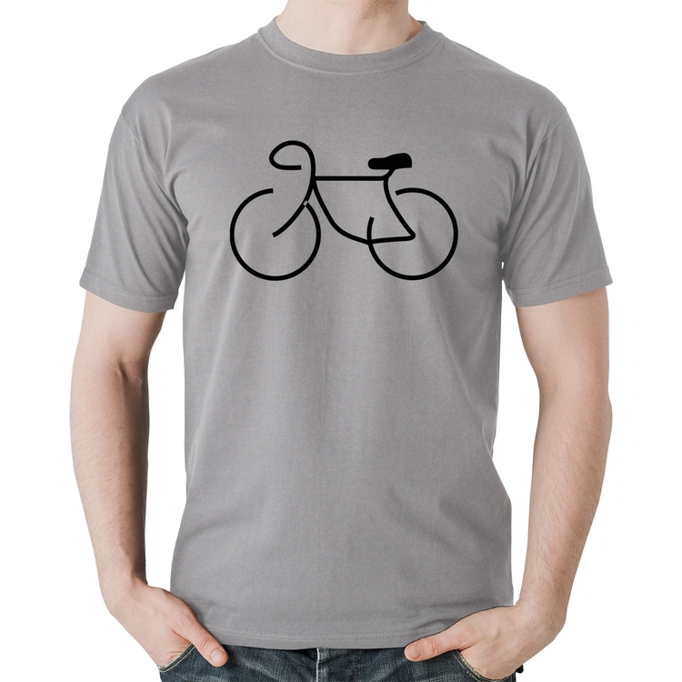 Camiseta Algodão Bicicleta Traços - Cinza