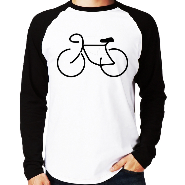 Camiseta Raglan Bicicleta Traços Manga Longa