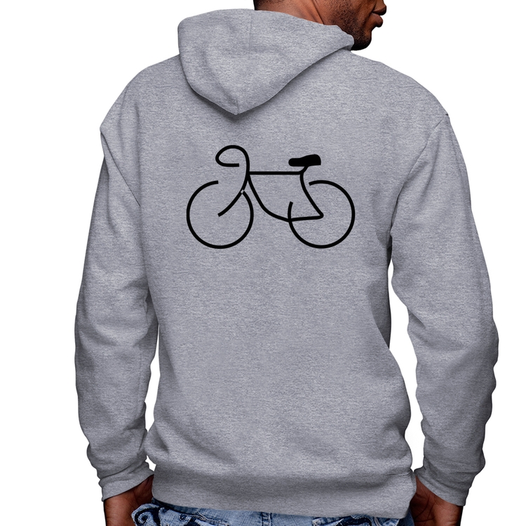 Blusa Moletom Bicicleta Traços Masculina com Capuz e Zíper - Mescla