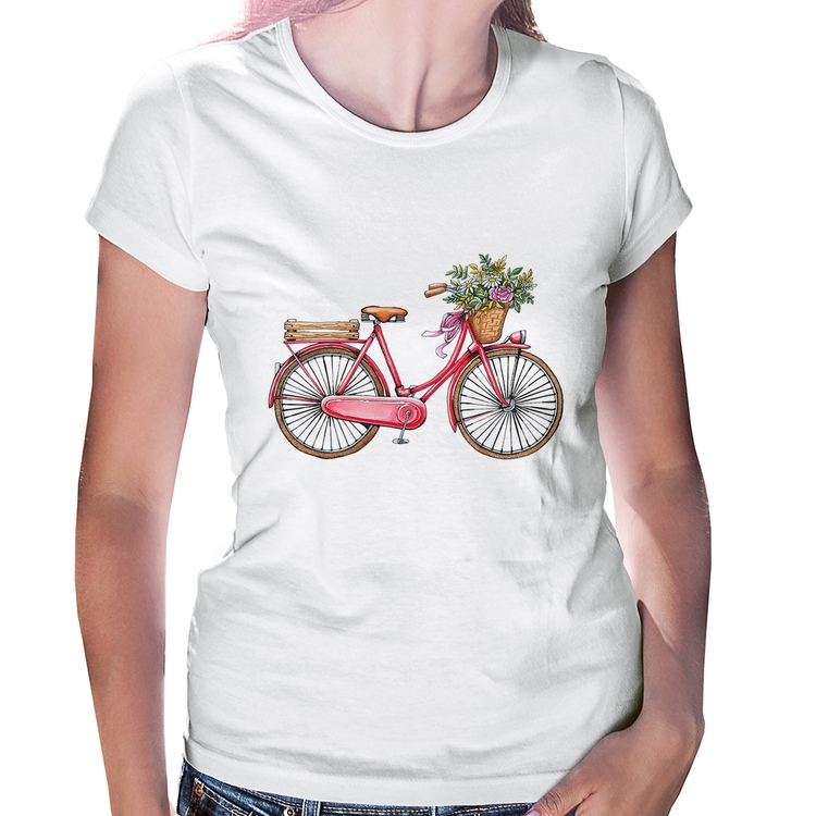 Baby Look Bicicleta Vintage Romântica