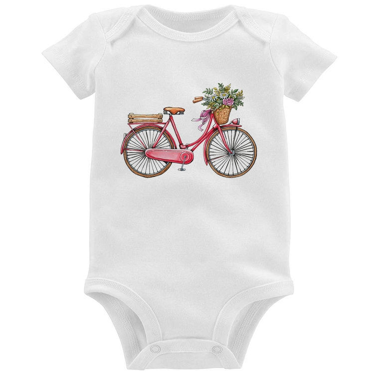 Body Bebê Bicicleta Vintage Romântica