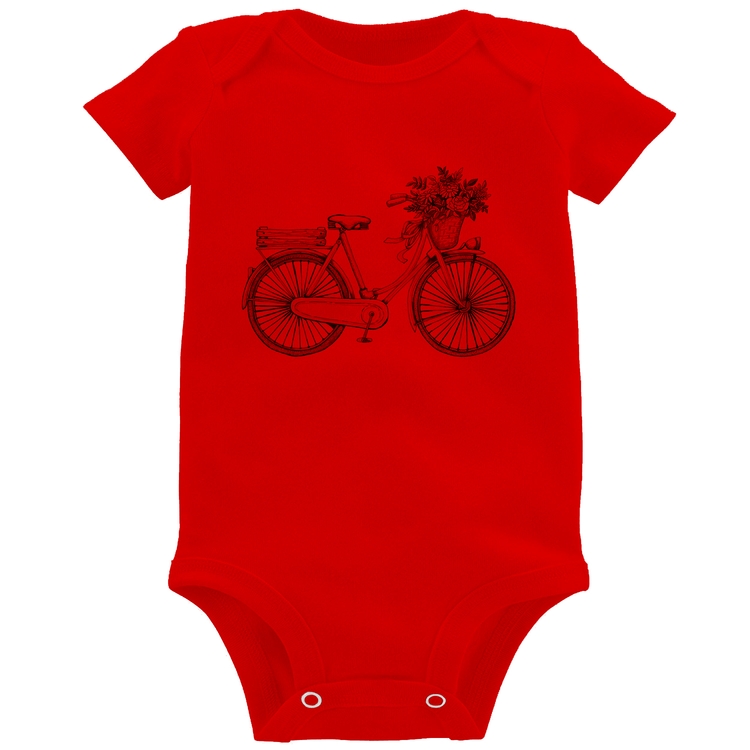 Body Bebê Bicicleta Vintage Romântica - Vermelho
