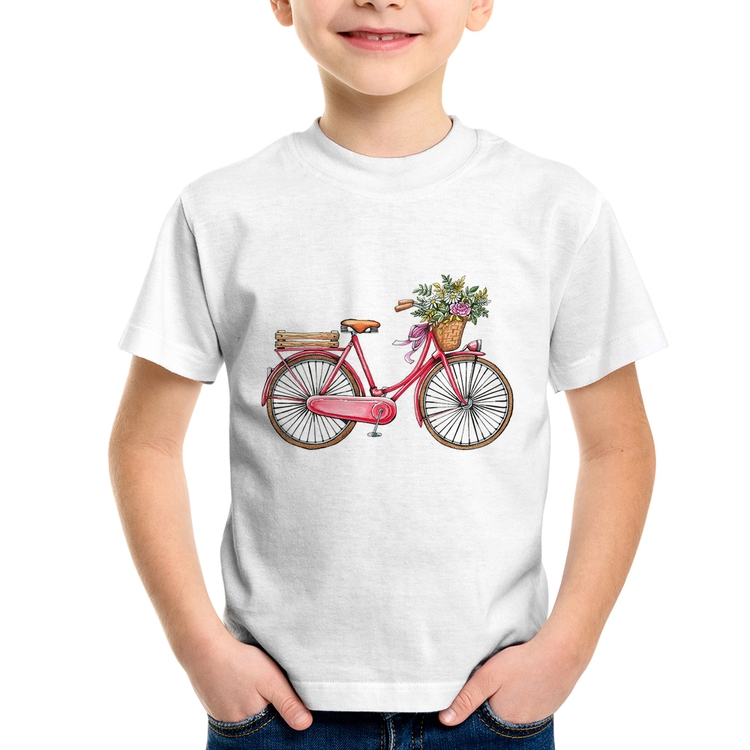 Camiseta Infantil Bicicleta Vintage Romântica