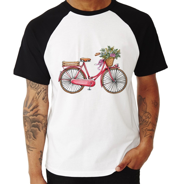 Camiseta Raglan Bicicleta Vintage Romântica