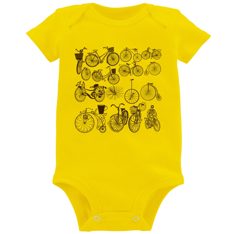 Body Bebê Bicicletas antigas - Amarelo
