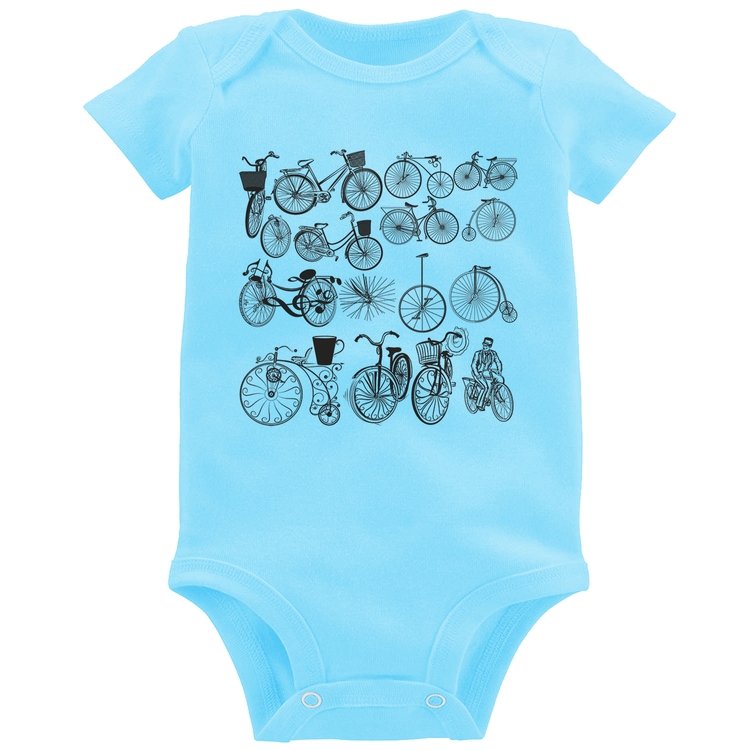 Body Bebê Bicicletas antigas - Azul Bebê