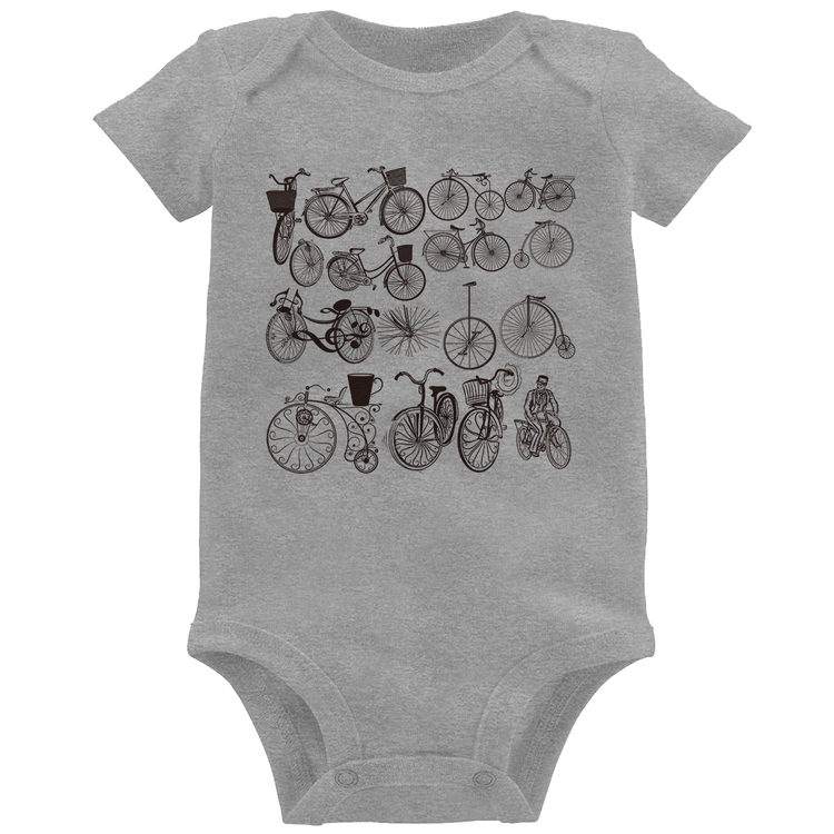 Body Bebê Bicicletas antigas - Cinza