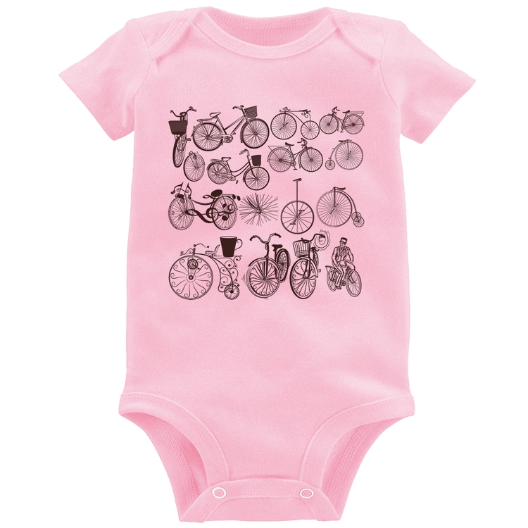 Body Bebê Bicicletas antigas - Rosa Bebê