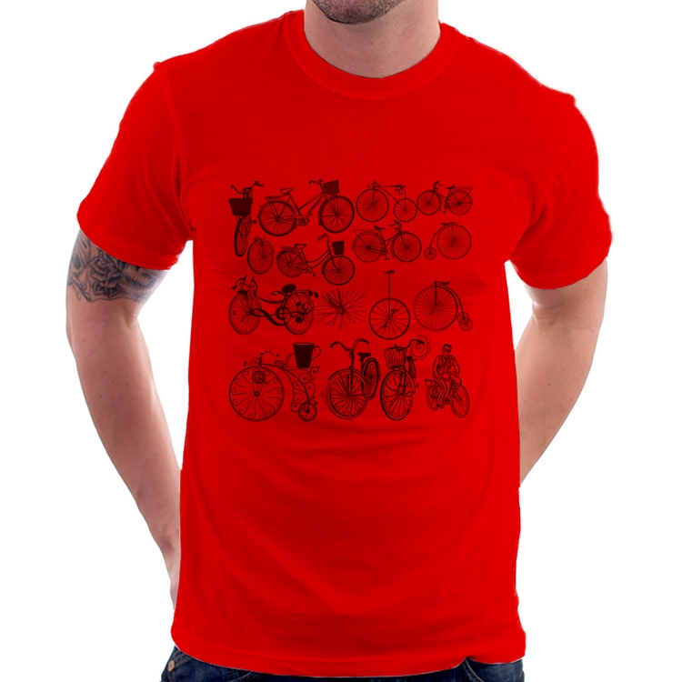 Camiseta Bicicletas antigas - Vermelha