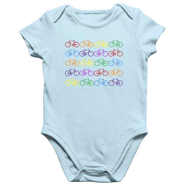 Body Bebê Algodão Bicicletas Coloridas - Azul Bebê