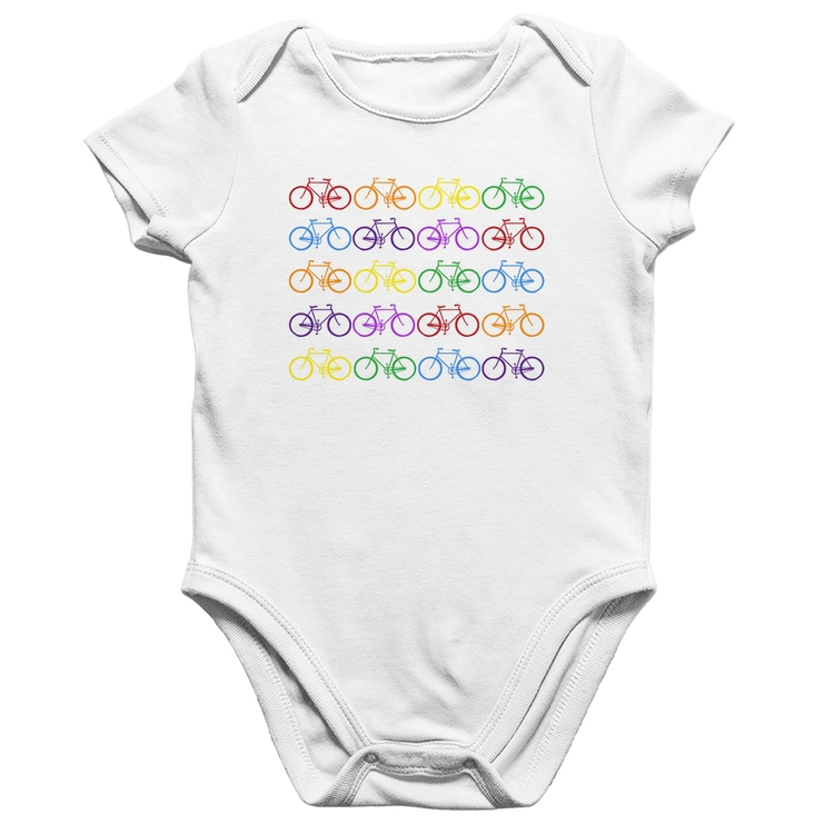 Body Bebê Algodão Bicicletas Coloridas - Branco