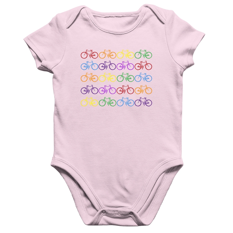 Body Bebê Algodão Bicicletas Coloridas - Rosa Bebê