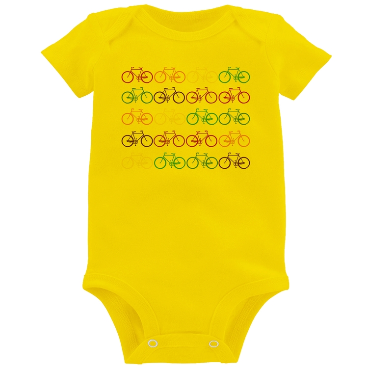 Body Bebê Bicicletas Coloridas - Amarelo