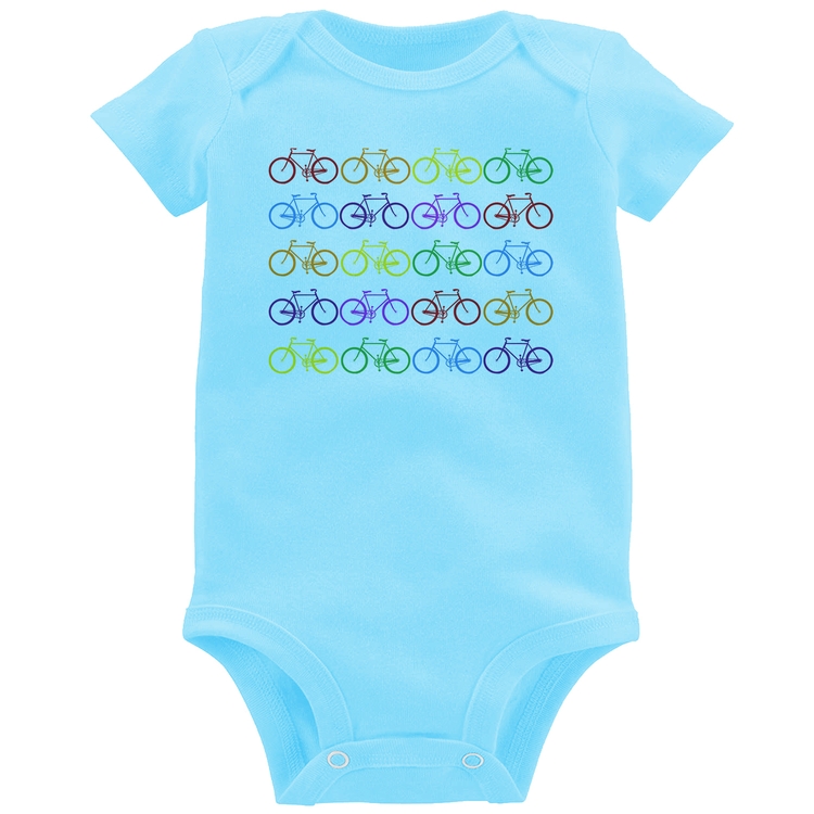 Body Bebê Bicicletas Coloridas - Azul Bebê