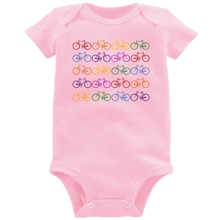 Body Bebê Bicicletas Coloridas - Rosa Bebê
