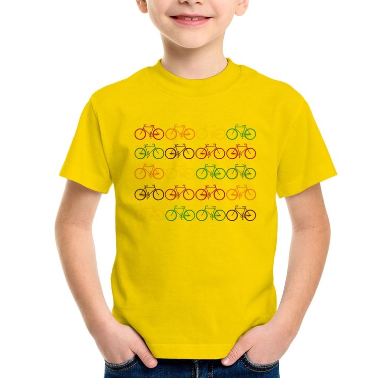 Camiseta Infantil Bicicletas Coloridas - Amarela