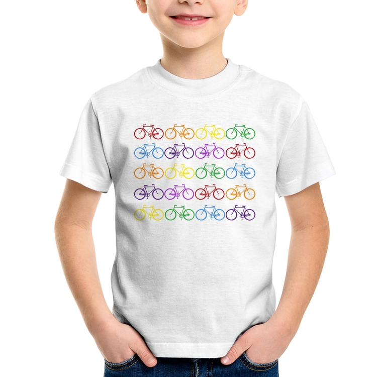 Camiseta Infantil Bicicletas Coloridas