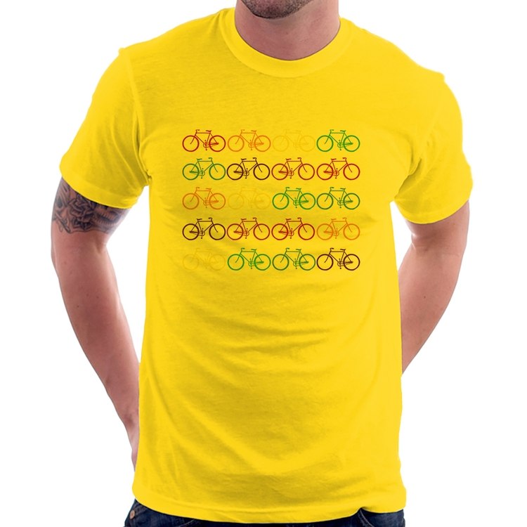 Camiseta Bicicletas Coloridas - Amarela