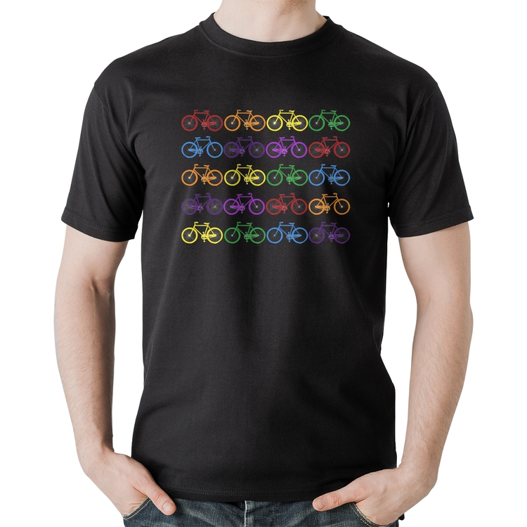 Camiseta Algodão Bicicletas Coloridas