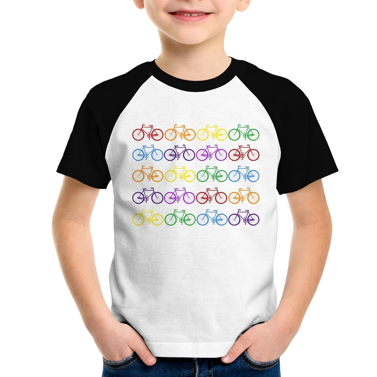 Camiseta Raglan Infantil Bicicletas Coloridas