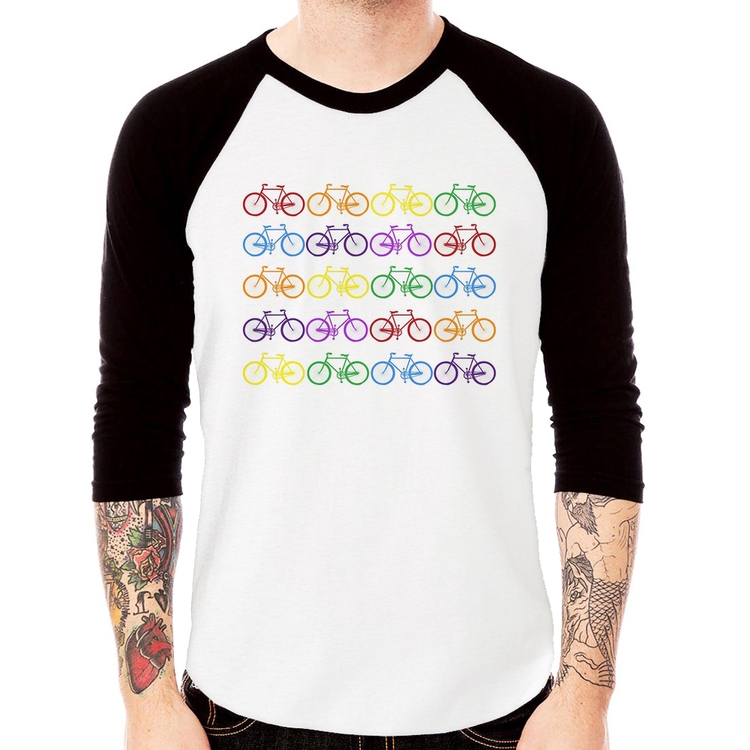 Camiseta Raglan Bicicletas Coloridas Manga 3/4