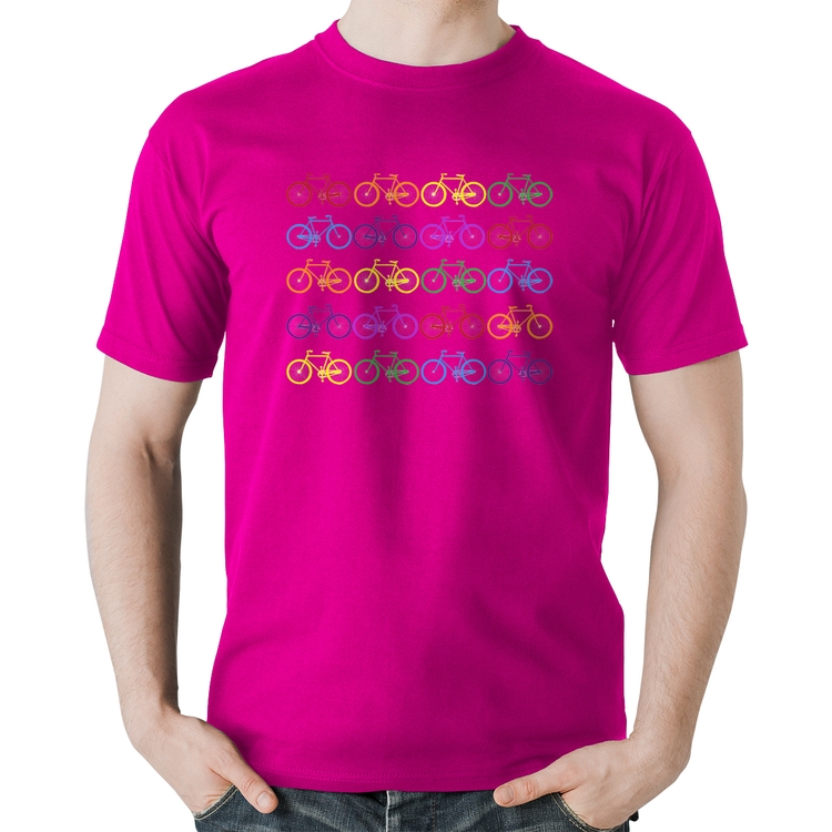 Camiseta Algodão Bicicletas Coloridas - Rosa