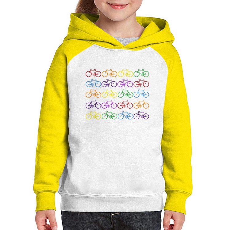 Moletom Infantil Bicicletas Coloridas - Branco/Amarelo