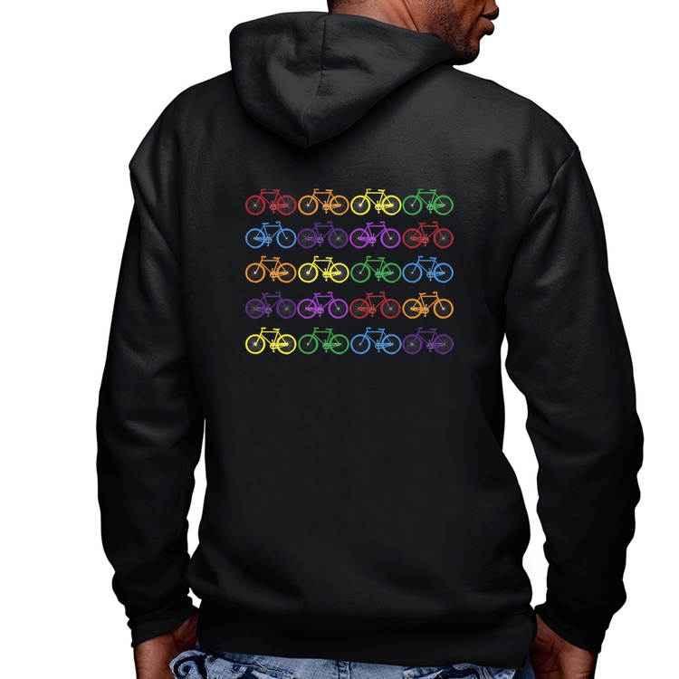 Blusa Moletom Bicicletas Coloridas Masculina com Capuz e Zíper