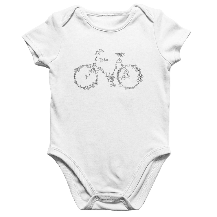 Body Bebê Algodão Bicicletas e Símbolos - Branco