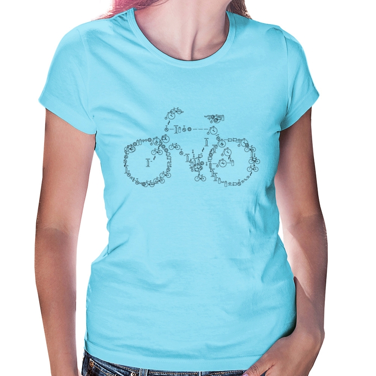 Baby Look Bicicletas e Símbolos - Azul Bebê