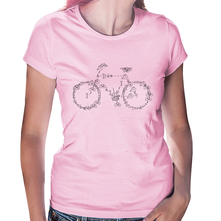 Baby Look Bicicletas e Símbolos - Rosa Bebê