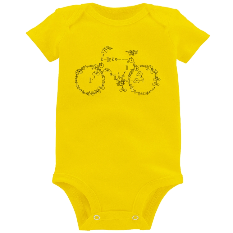 Body Bebê Bicicletas e Símbolos - Amarelo