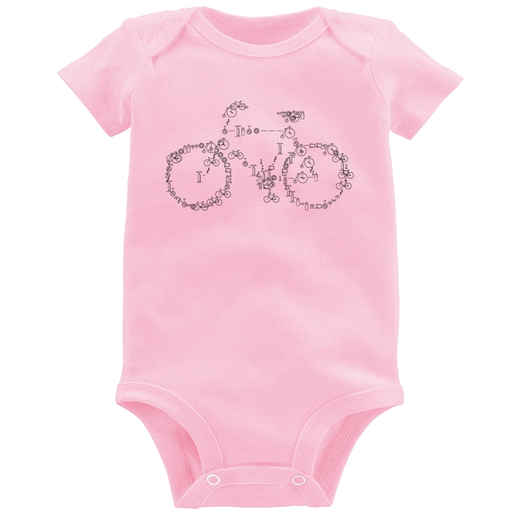 Body Bebê Bicicletas e Símbolos - Rosa Bebê