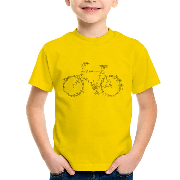 Camiseta Infantil Bicicletas e Símbolos - Amarela