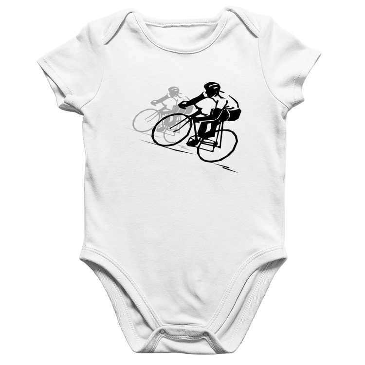 Body Bebê Algodão Bike Corrida - Branco