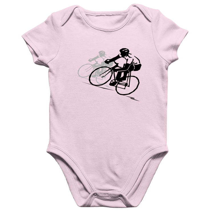 Body Bebê Algodão Bike Corrida - Rosa Bebê