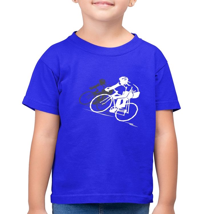 Camiseta Algodão Infantil Bike Corrida - Azul Royal