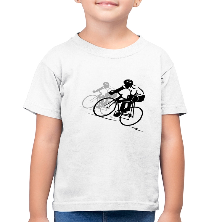 Camiseta Algodão Infantil Bike Corrida - Branca