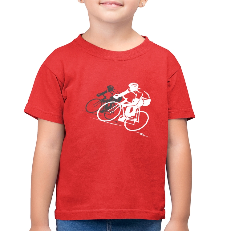 Camiseta Algodão Infantil Bike Corrida - Vermelha