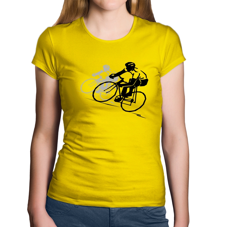 Baby Look Algodão Bike Corrida - Amarela