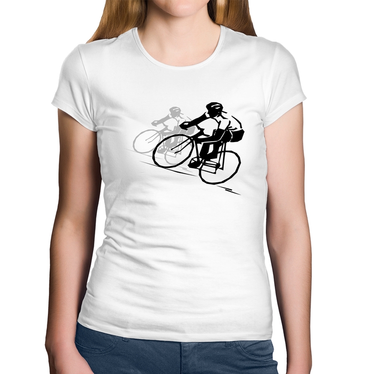 Baby Look Algodão Bike Corrida - Branca