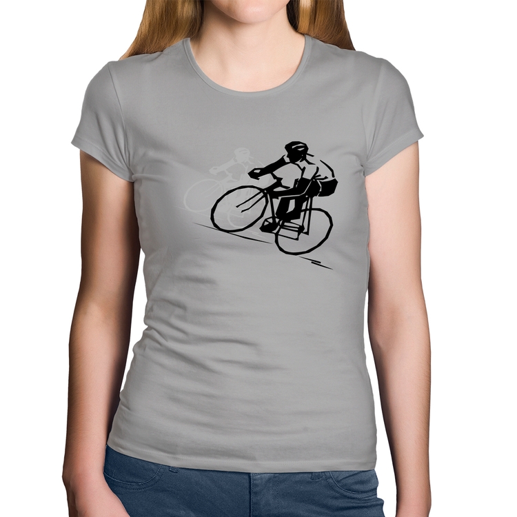 Baby Look Algodão Bike Corrida - Cinza