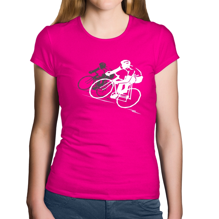 Baby Look Algodão Bike Corrida - Rosa