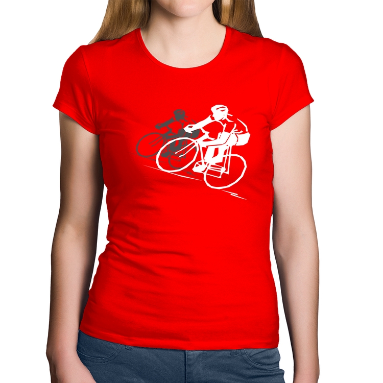 Baby Look Algodão Bike Corrida - Vermelha