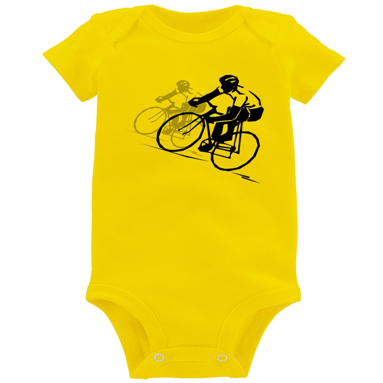 Body Bebê Bike Corrida - Amarelo